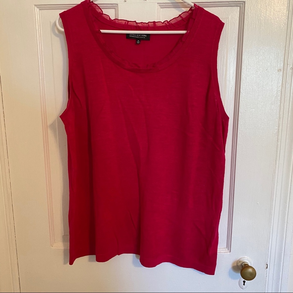Hot Pink Sleeveless Shirt with Silk Embellishment